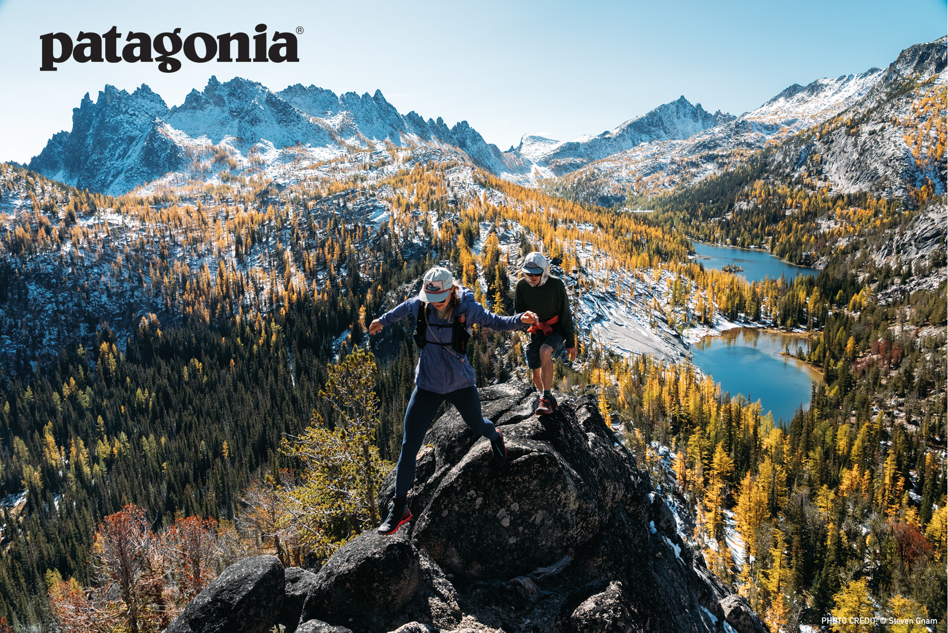 Trail runners exploring an alpine mountain landscape
