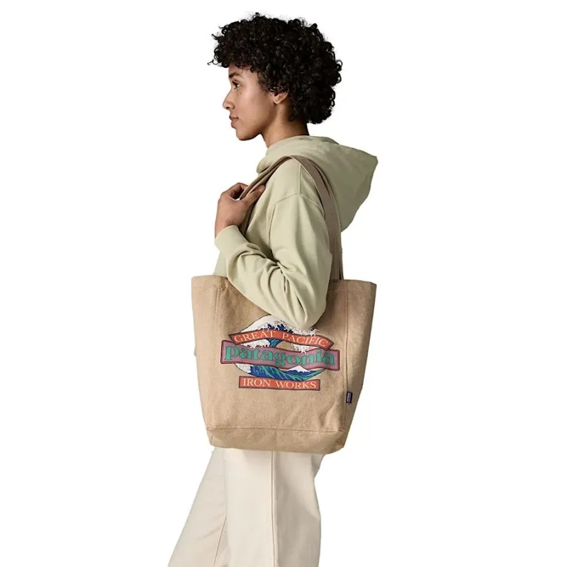 Patagonia Recycled Market Tote in Great Waves-Classic Tan-1
