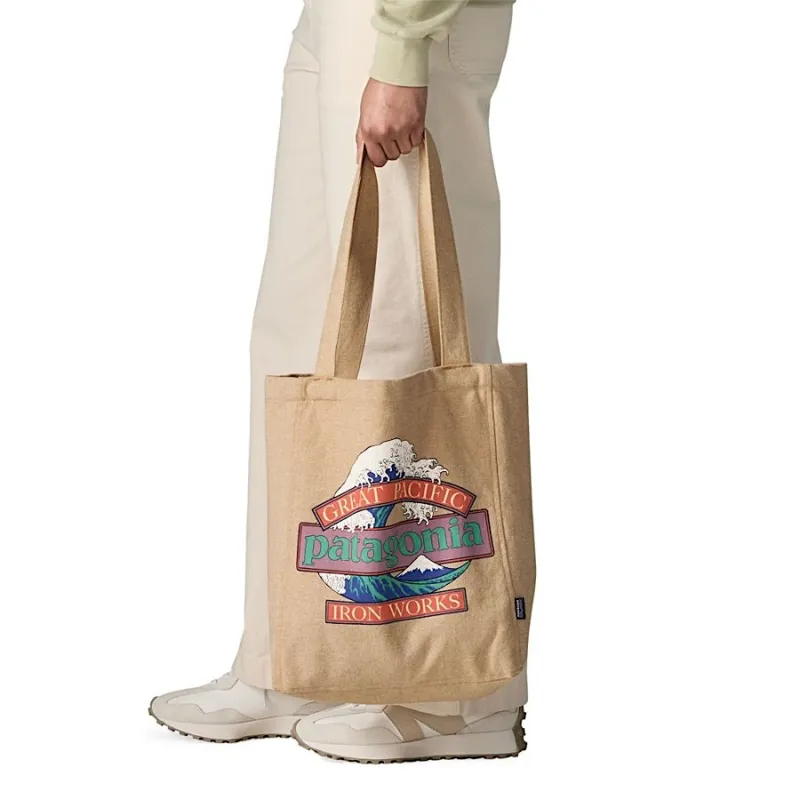 Patagonia Recycled Market Tote in Great Waves-Classic Tan-2