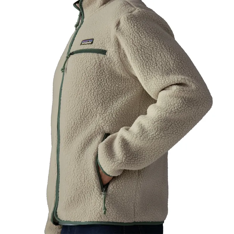 Patagonia Men's Retro Pile Fleece Jacket in Pelican-Canopy Green-4