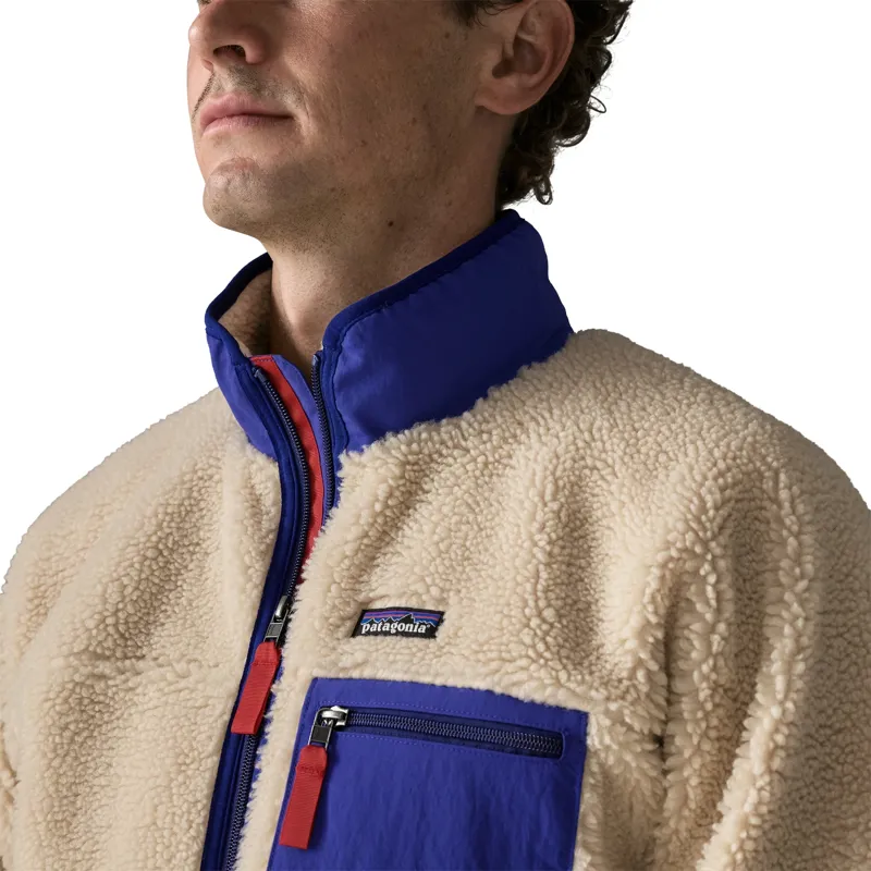 Patagonia Classic Retro-X Men's Fleece Jacket in Dark Natural-Cobalt Blue-5