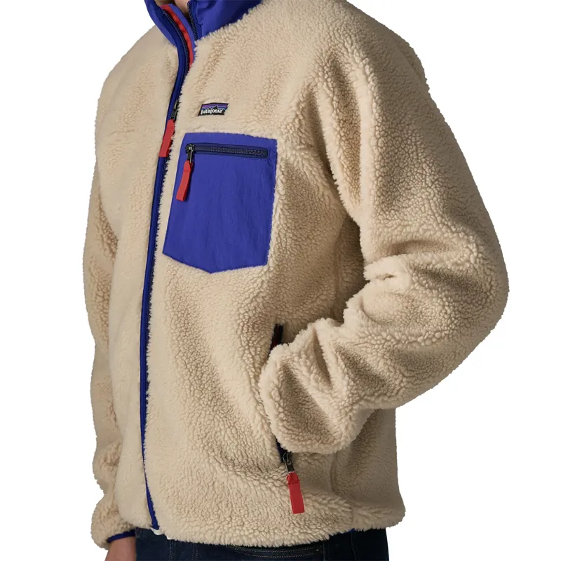 Patagonia Classic Retro-X Men's Fleece Jacket in Dark Natural-Cobalt Blue-4