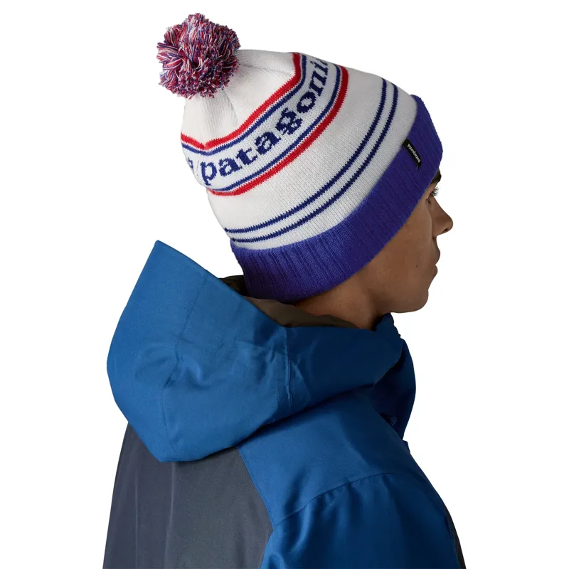Patagonia Powder Town Beanie in Park Stripe: Viking Blue-2