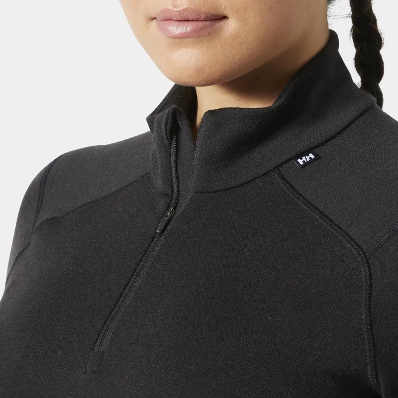 Helly Hansen Women's LIFA Merino Midweight 1/2 Zip Base Layer in Black-4