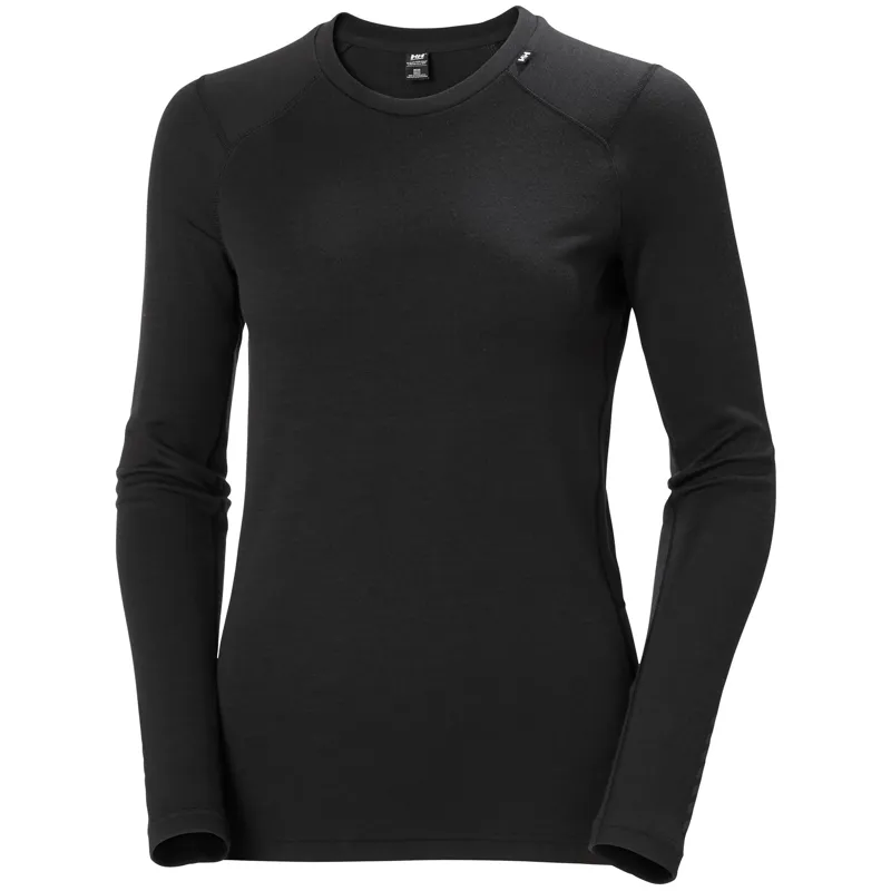 Helly Hansen Women's Lifa Merino Midweight Crew Base Layer in Black