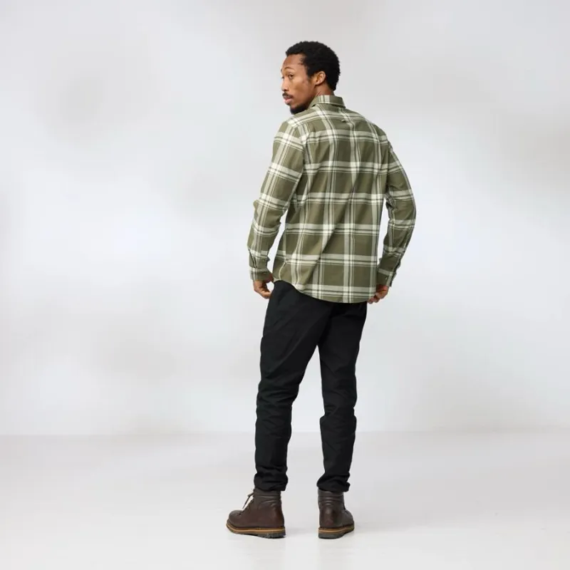 Fjallraven Ovik Lite Men's Flannel Shirt in Laurel Green/Chalk White-3