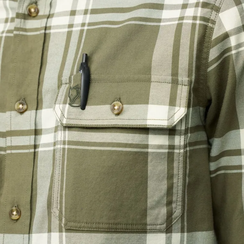 Fjallraven Ovik Lite Men's Flannel Shirt in Laurel Green/Chalk White-6