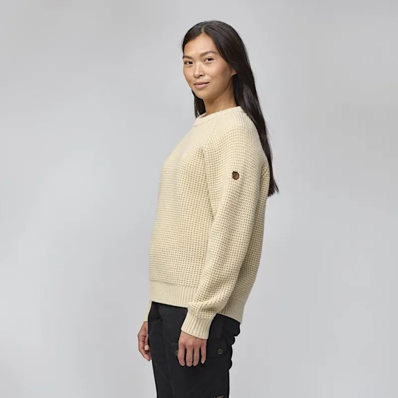 Fjallraven Ovik Waffle Knit Women's Sweater in Grey-3