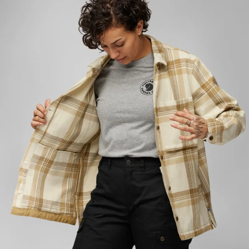 Fjallraven Singi Womens Flannel Overshirt in Chalk Rose/Dusty Rose-5