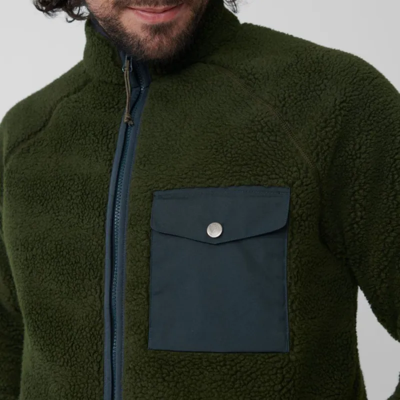 Fjallraven Vardag Pile Men's Fleece in Dark Grey/Maroon-6