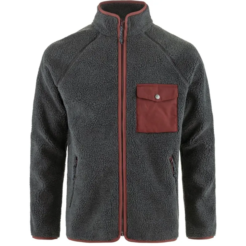 Fjallraven Vardag Pile Men's Fleece in Dark Grey/Maroon