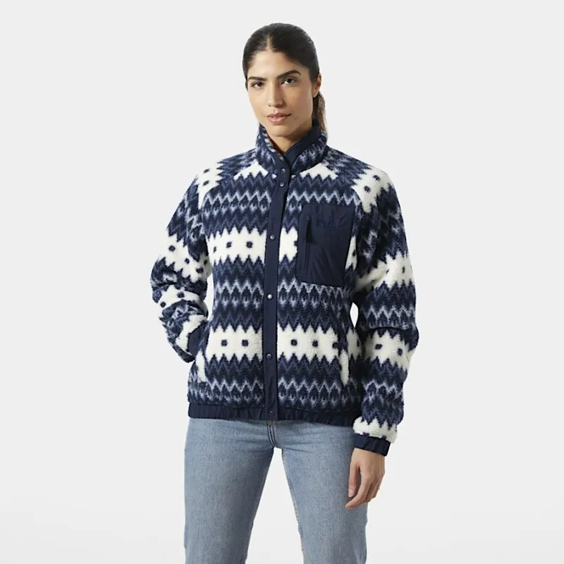 Helly Hansen Imperial Printed Pile Snap Women's Jacket in Navy Nordic-2