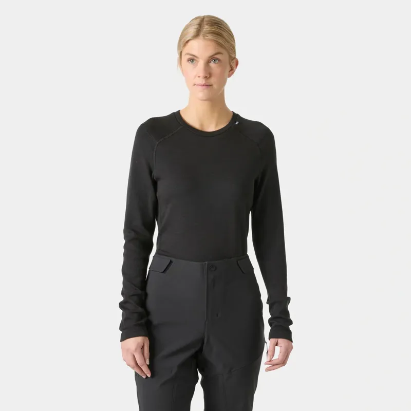 Helly Hansen Lifa Merino Midweight Women's Crew Base Layer in Black-2