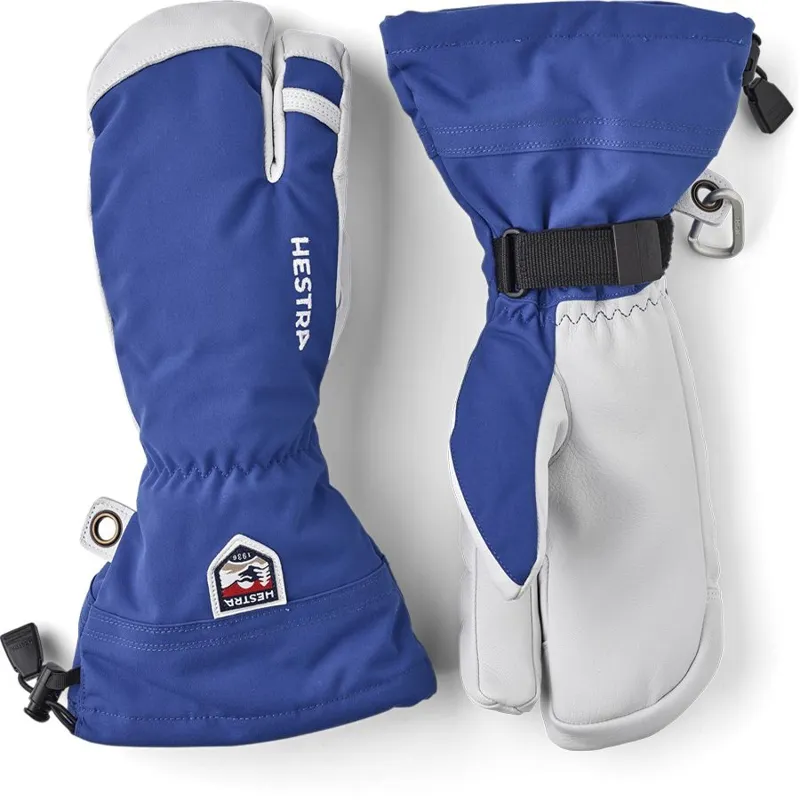 Hestra Army Leather Heli Ski 3-Finger in Royal Blue
