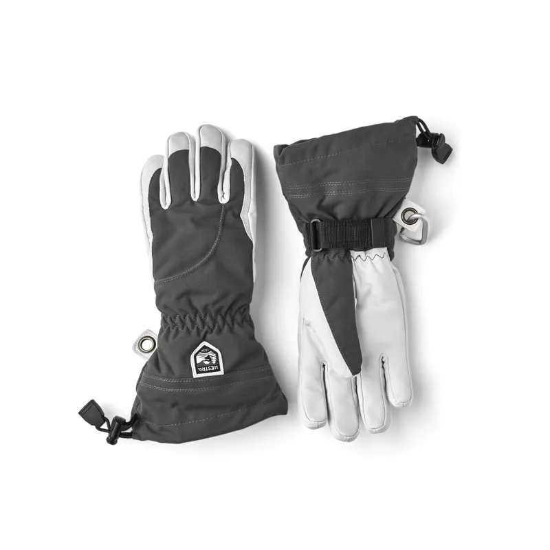 Hestra Heli Ski Women's 5-Finger Glove in Grey/Offwhite
