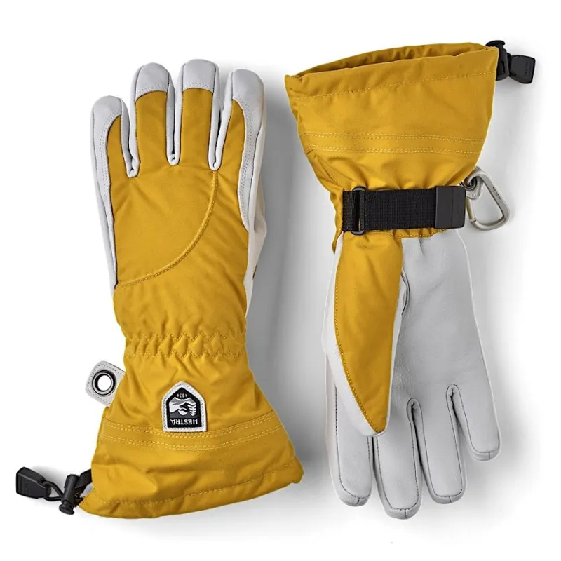 Hestra Heli Ski Women's 5-Finger Glove in Mustard/Offwhite