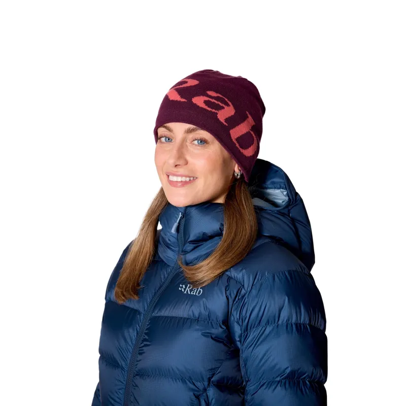 Rab Logo Beanie in Tuscan Red/Graphene-4