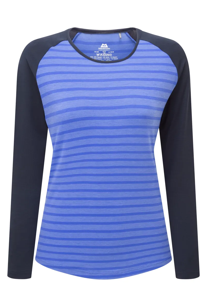 Mountain Equipment Redline LS Women's Tee in Cosmos Stripe/Cosmos
