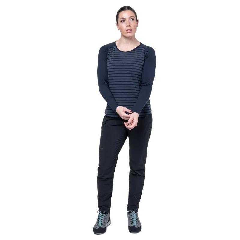 Mountain Equipment Redline LS Women's Tee in Vivid Stripe/Cosmos-1