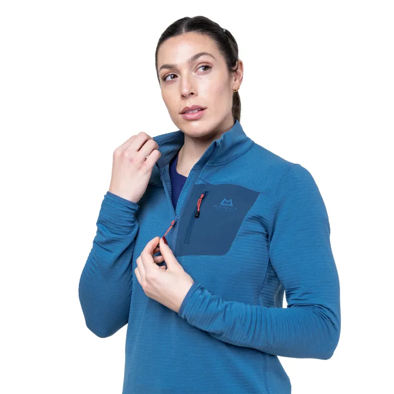 Mountain Equipment Women's Lumiko Zip T Fleece in Stellar/Majolica-1