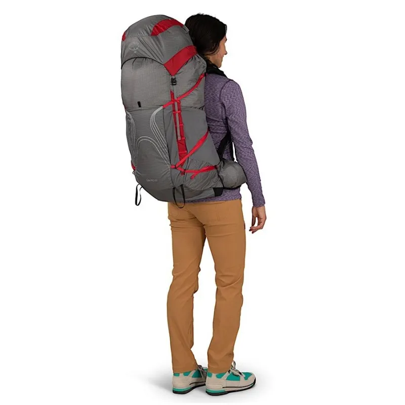 Osprey Eja Pro 55 Women's Backpack 55L in Dale Grey/Poinsettia Red-4