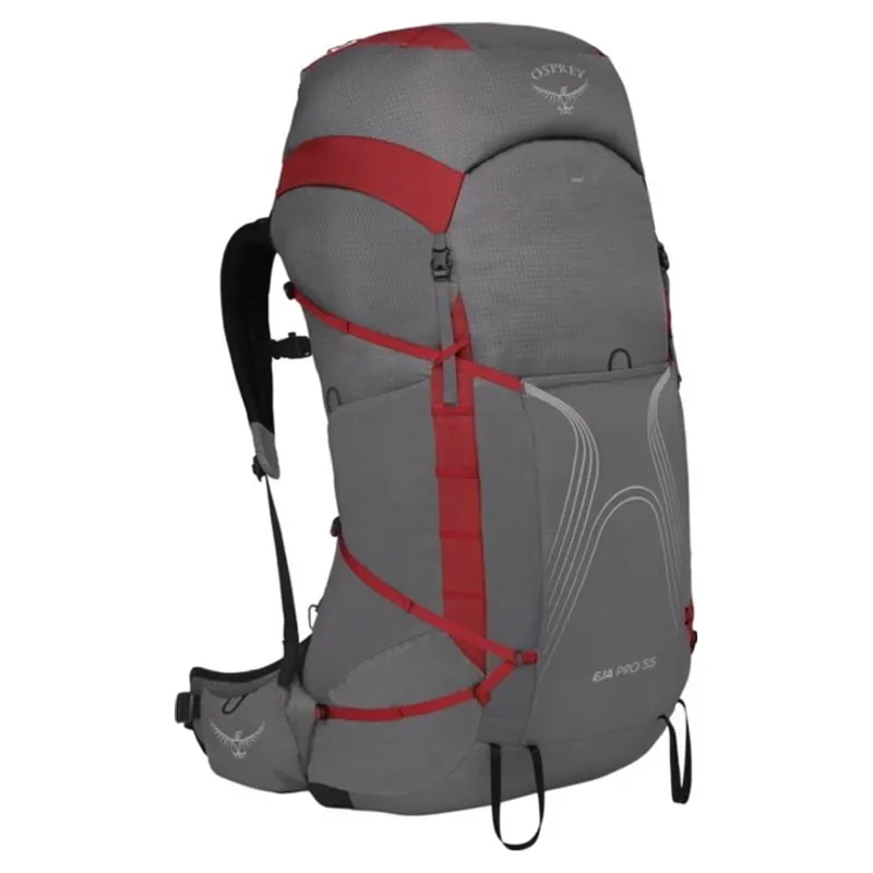 Osprey Eja Pro 55 Women's Backpack 55L in Dale Grey/Poinsettia Red-1