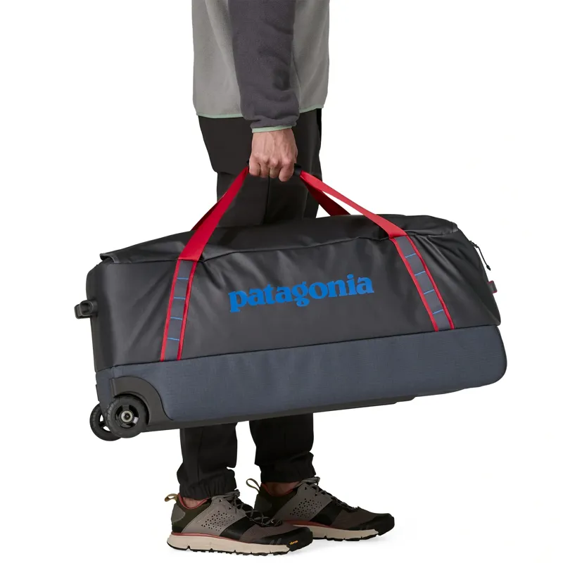 Patagonia Black Hole Wheeled Duffel Bag 100L Smolder Blue/Amanita Red-3