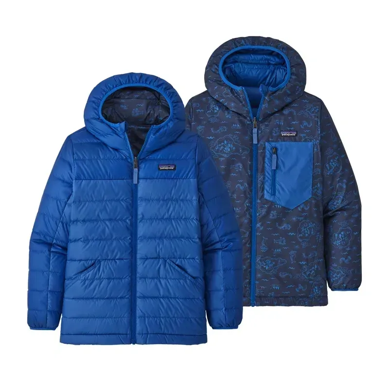 Patagonia Boys' Reversible Down Sweater Hoody in Superior Blue-2