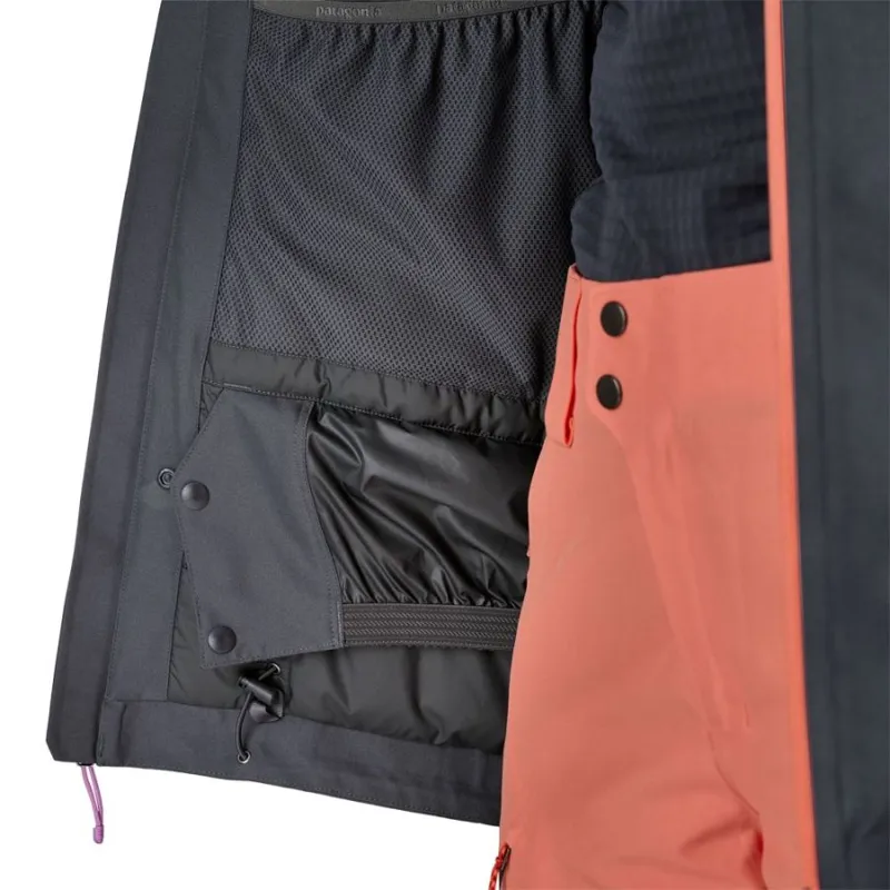 Patagonia Insulated Powder Town Women's Ski Jacket in Smolder Blue/Orange Peel-7