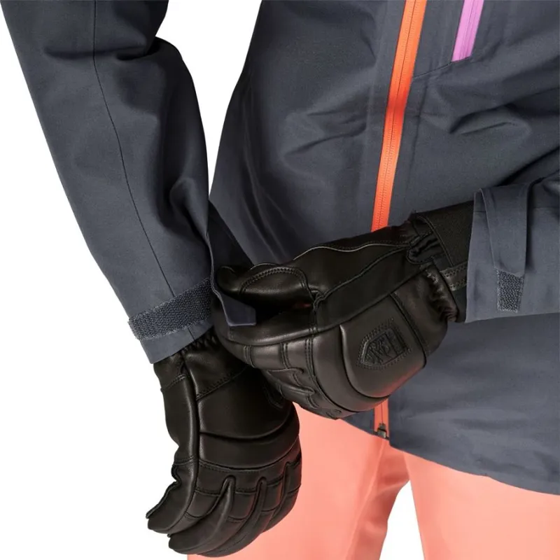 Patagonia Insulated Powder Town Women's Ski Jacket in Smolder Blue/Orange Peel-5