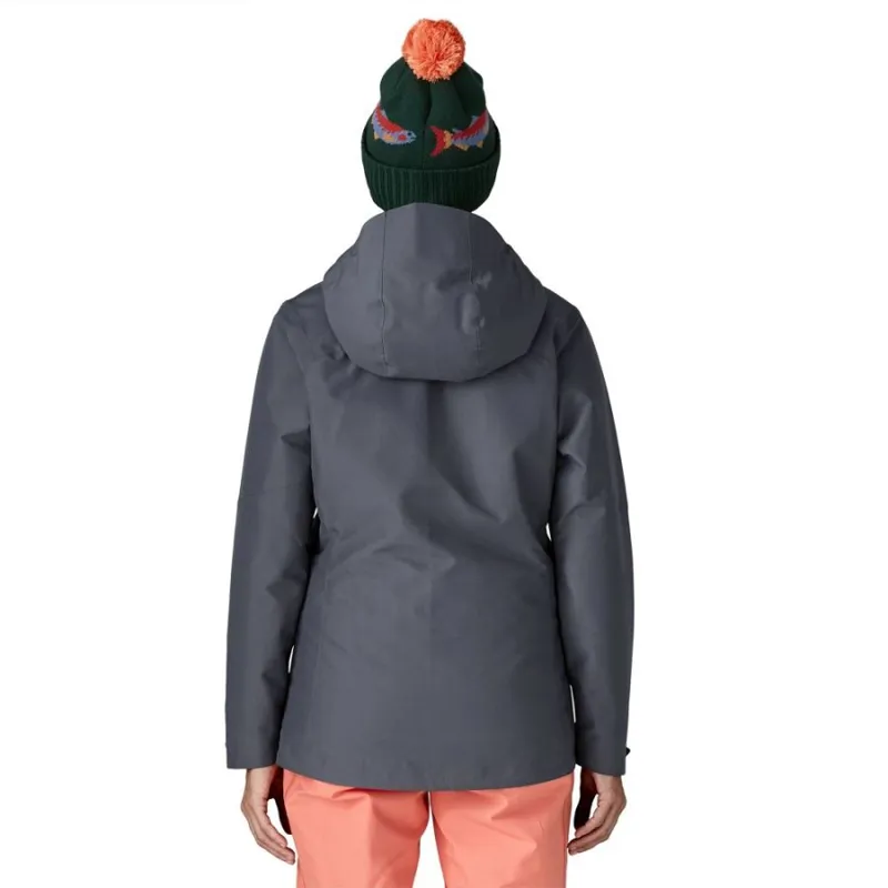 Patagonia Insulated Powder Town Women's Ski Jacket in Smolder Blue/Orange Peel-3
