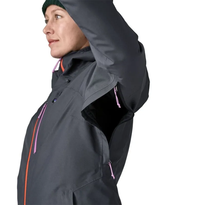 Patagonia Insulated Powder Town Women's Ski Jacket in Smolder Blue/Orange Peel-4