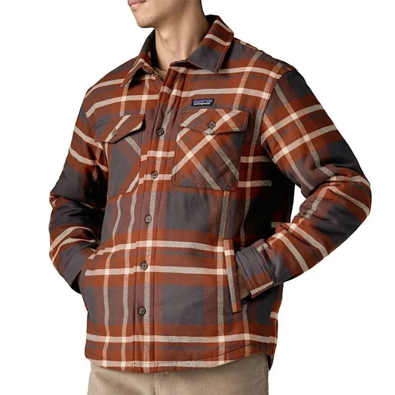 Patagonia Lightweight Insulated Fjord Flannel Shirt Men's in Ashore Ink Black-5