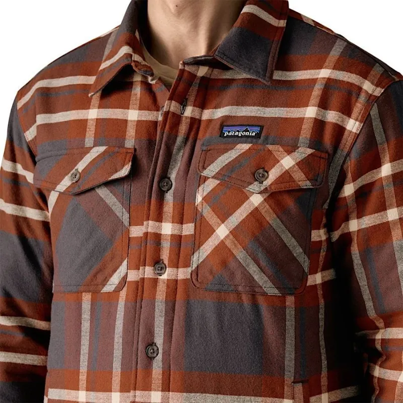 Patagonia Lightweight Insulated Fjord Flannel Shirt Men's in Ashore Ink Black-6
