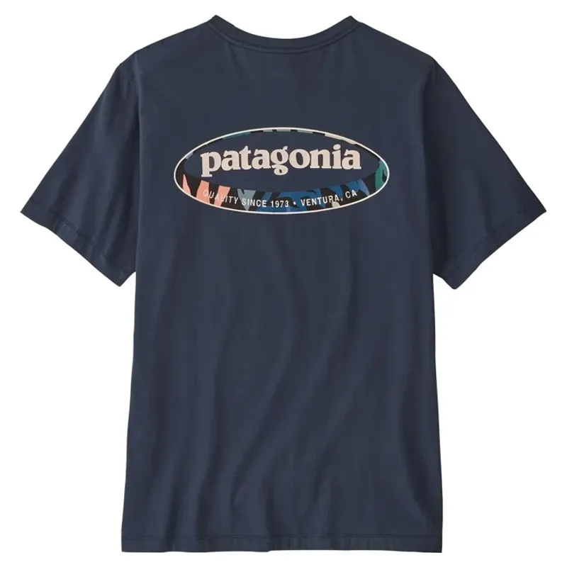 Patagonia Men's '95 Oval Logo T-Shirt in New Navy: Kaleido-1