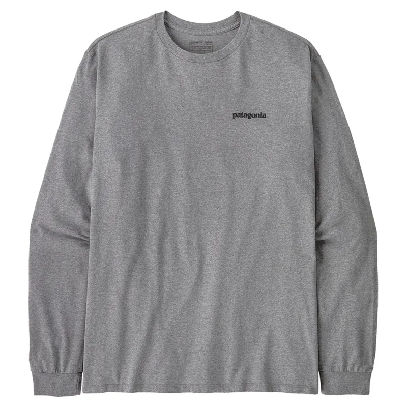 Patagonia Men's Long-Sleeved P-6 Logo Responsibili-Tee in Gravel Heather-1