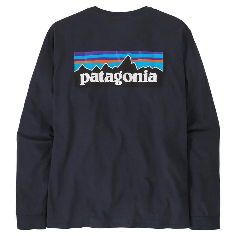 Patagonia Men's Long-Sleeved P-6 Logo Responsibili-Tee in New Navy