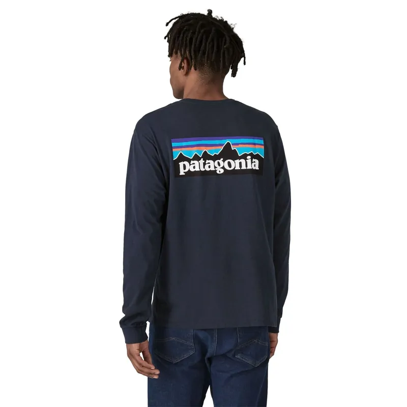 Patagonia Men's Long-Sleeved P-6 Logo Responsibili-Tee in New Navy-2
