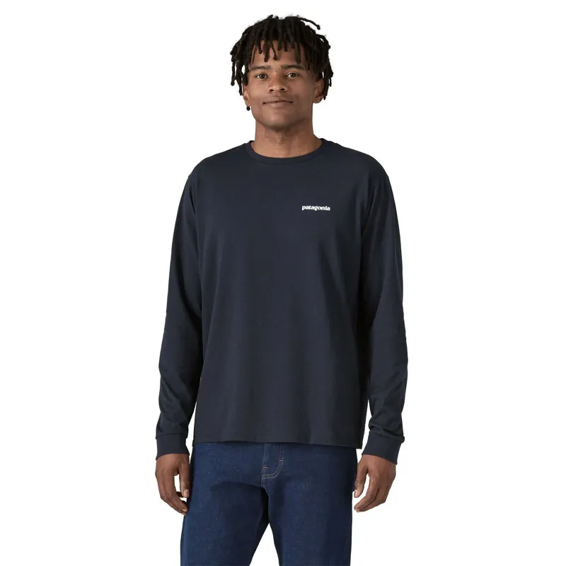 Patagonia Men's Long-Sleeved P-6 Logo Responsibili-Tee in New Navy-3