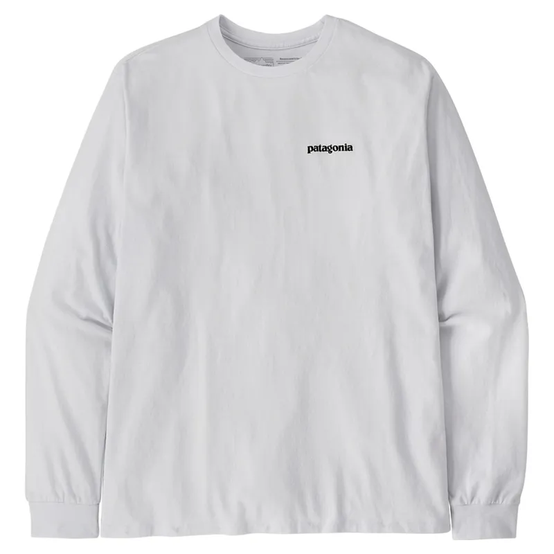 Patagonia Men's Long-Sleeved P-6 Logo Responsibili-Tee in White-1