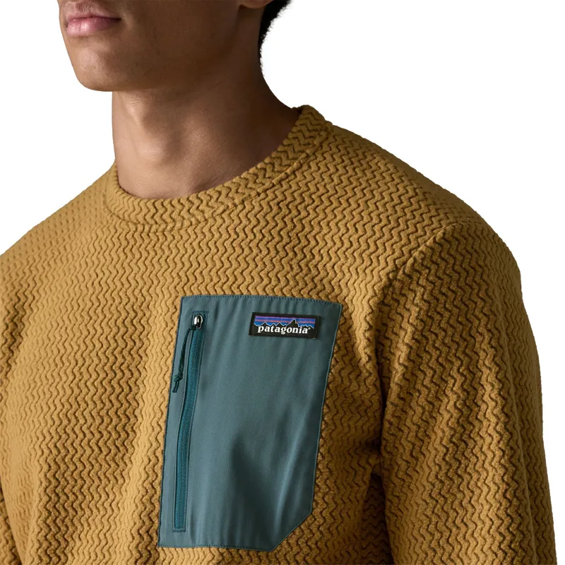 Patagonia Men's R1 Air Fleece Crew in Bobcat Brown-4