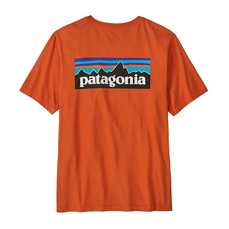 Patagonia P-6 Logo Men's T-Shirt in Coal Orange