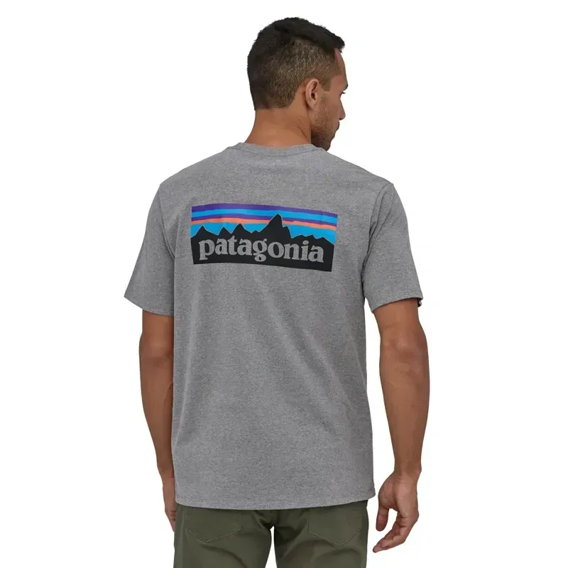 Patagonia P-6 Logo Responsibili-Tee Men's T-Shirt in Gravel Heather-3