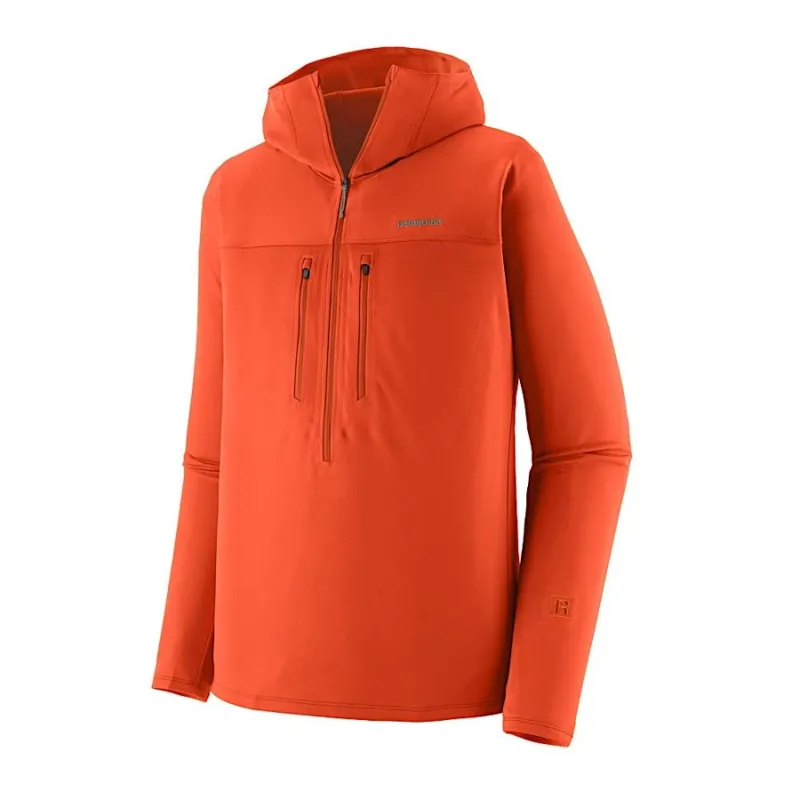 Patagonia R1 Ultralight Men's Fleece Hoody in Coal Orange
