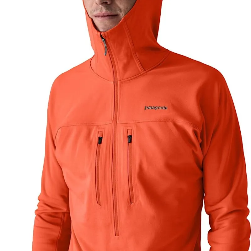 Patagonia R1 Ultralight Men's Fleece Hoody in Coal Orange-8