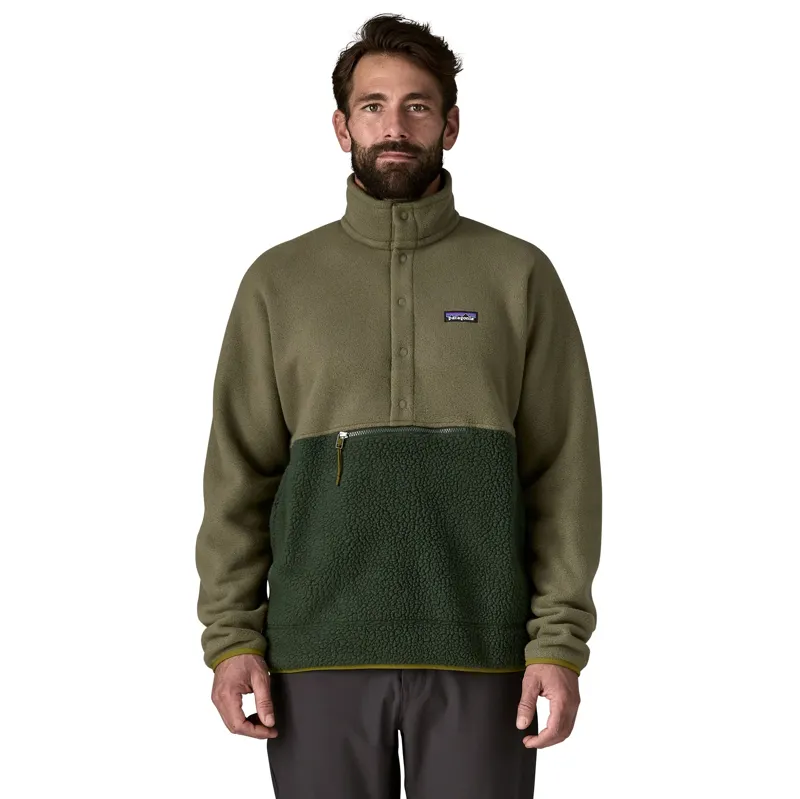 Patagonia Retro Pile 1/2 Snap Men's Pullover Fleece in Old Growth Green-1