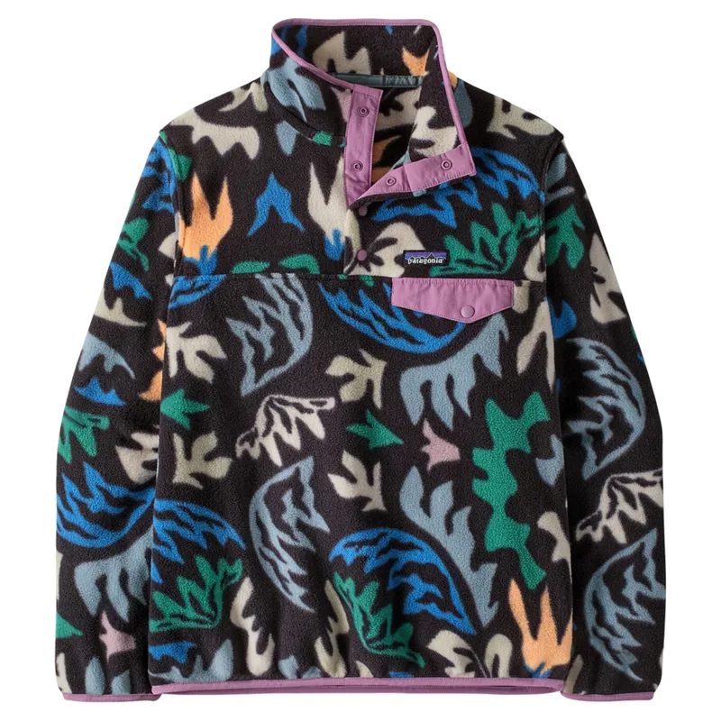 Patagonia Womens Lightweight Synchilla Snap-T Fleece Pullover in Kaleido-Black