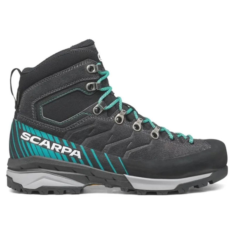 Scarpa Women's Mescalito TRK GTX in Dark Anthracite/Tropical Green-1