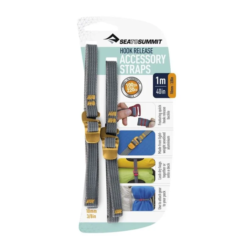 Sea To Summit Accessory Straps with Hook Release 10mm 1m in Yellow-1