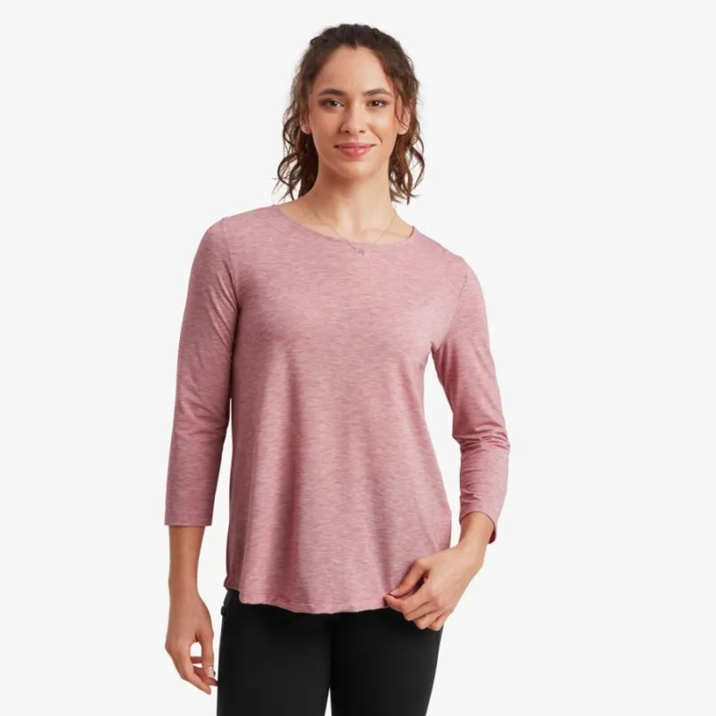 Sherpa Women's Asha 3/4 Sleeve Top in Mineral Red-1